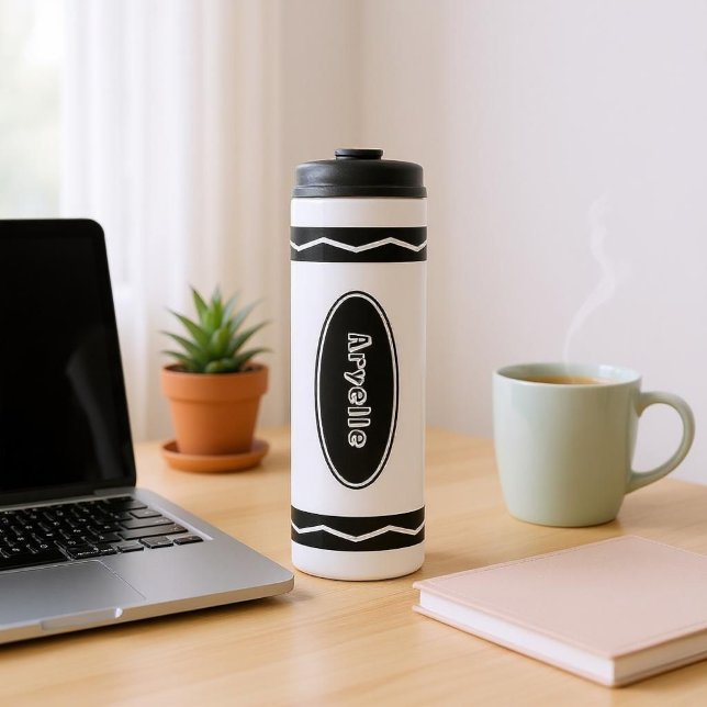 Individuelle Name White Crayon Travel Mug Drink Tu Thermosbecher (Von Creator hochgeladen)