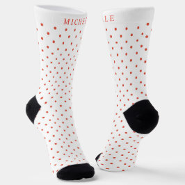 Individuelle Name White Deep Orange Red Polka Dot Socken