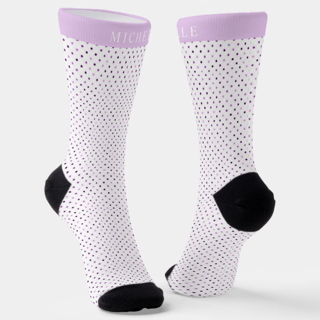 Individuelle Name White Light Lila Tiny Polka Dot Socken (Gewinkelt)