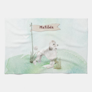 Individuelle Name White Poodle Pet Hund Geschirrtuch