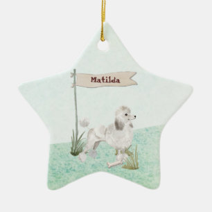 Individuelle Name White Poodle Pet Hund Keramik Ornament
