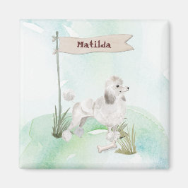 Individuelle Name White Poodle Pet Hund Magnet