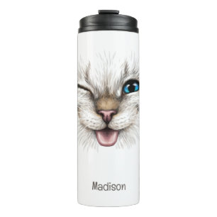 Individuelle Name Winking Cat Thermosbecher
