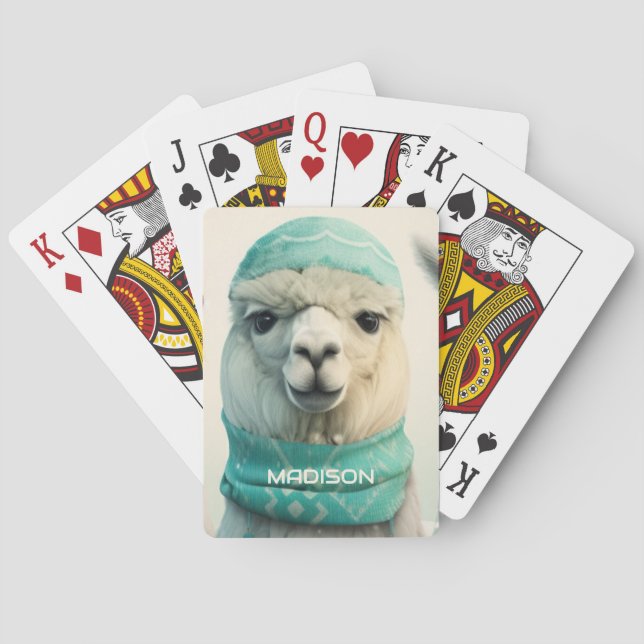 Individuelle Name Winter Llama Spielkarten (Rückseite)