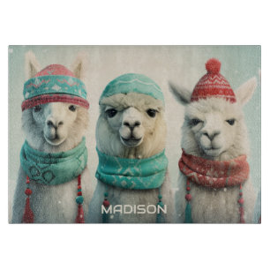Individuelle Name Winter Llamas Schneidebrett