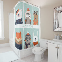 Individuelle Name Winter Tiere Duschvorhang