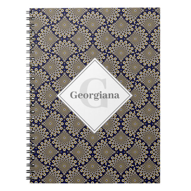 Individuelle Name Wir beobachten Sie Navy & Gold R Notizblock (Vorderseite)