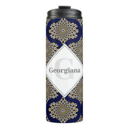 Individuelle Name Wir beobachten Sie Navy & Gold R Thermosbecher