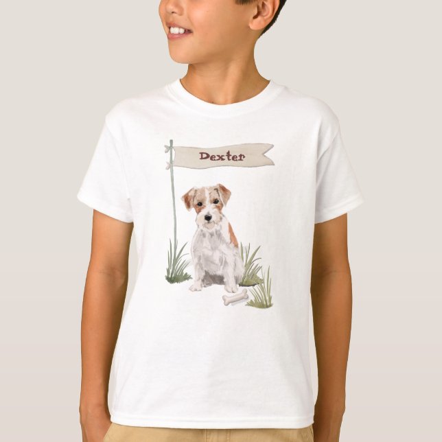 Individuelle Name Wire Hairs Jack Russell Pet Dog T-Shirt (Vorderseite)