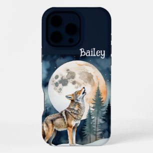 Individuelle Name Wolf Wolves Howling am Mond iPhone 16 Pro Max Hülle