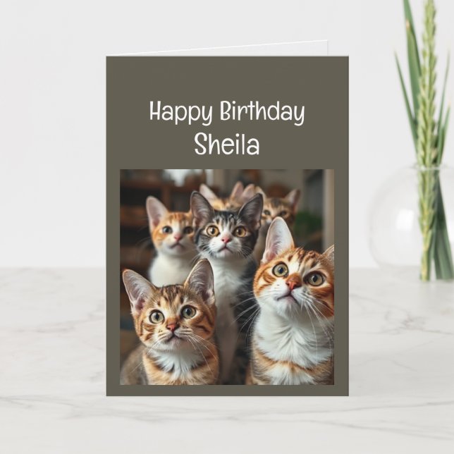 Individuelle Name Women Birthday Funny Cat Karte (Vorderseite)