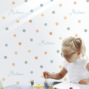 Individuelle Name Worte Kinder Pastel Polka Dot Wh Tapete