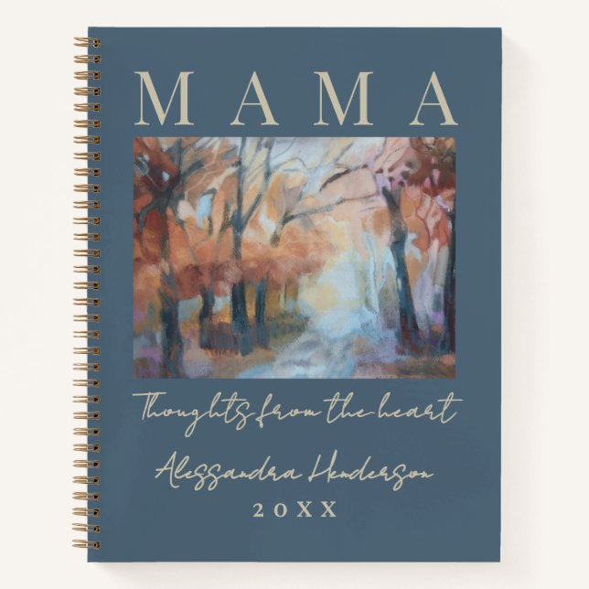 Individuelle Name Year Mama denkt Dusty Blue Boho Notizbuch (Vorderseite)