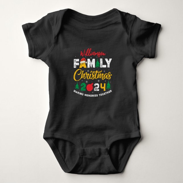 Individuelle Name Year Matching Family Weihnachten Baby Strampler (Vorderseite)
