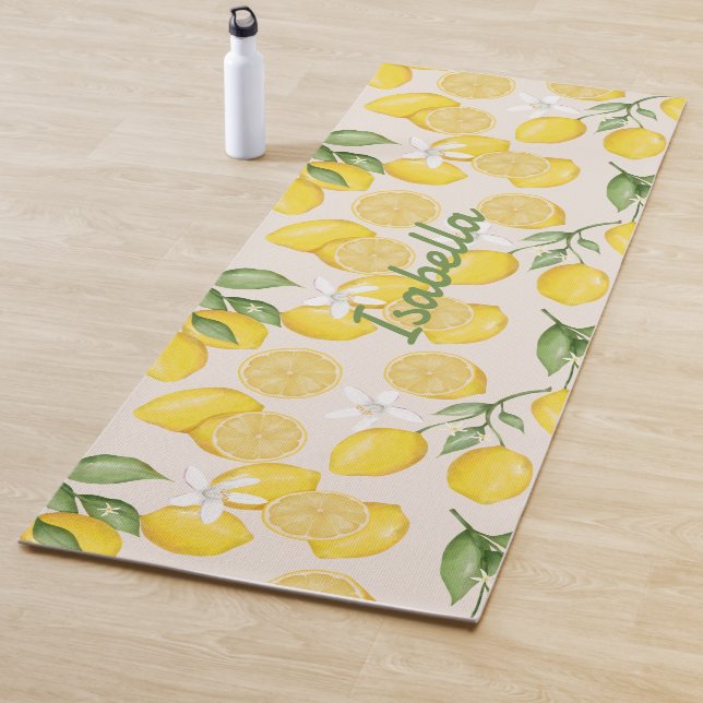 Individuelle Name Yellow Lemon Frucht Muster Yoga  Yogamatte (Beispiel)