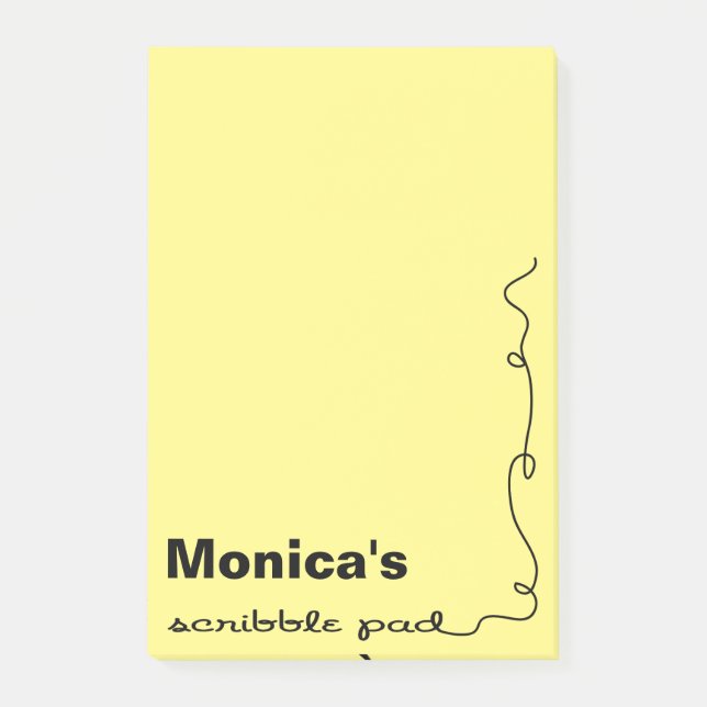 Individuelle Name Yellow Scribble Pad Post-it Klebezettel (Vorderseite)