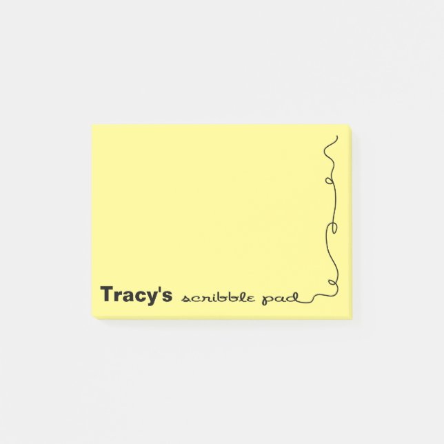 Individuelle Name Yellow Scribble Pad Post-it Klebezettel (Vorderseite)