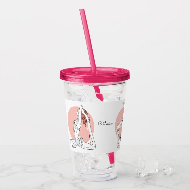 Individuelle Name Yoga Woman Tumblers Acryltrinkbecher (Vorderseite Ice)
