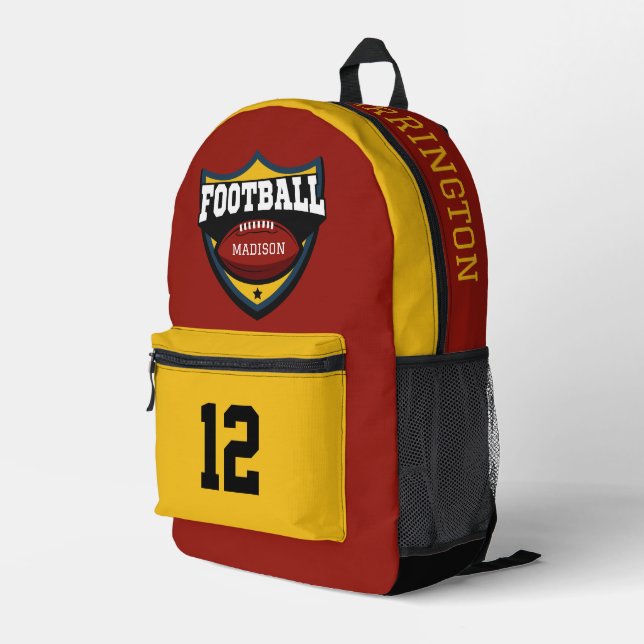 Individuelle Name-, Zahlenangaben- und Farbfußball Bedruckter Rucksack (Rückseitige Ecke Rechts)