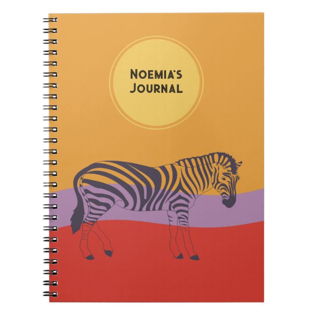 individuelle Name Zeitschrift zebra moderne farben Notizblock (Vorderseite)