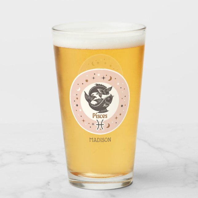 Individuelle Name Zodiac Sign Fisces Glas (Rückseite (gefüllt))