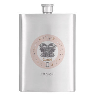Individuelle Name Zodiac Sign Gemini Flachmann