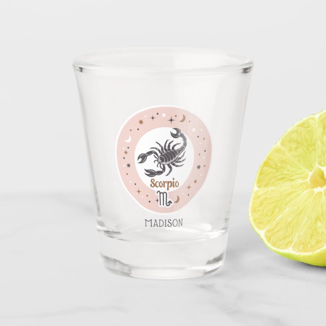 Individuelle Name Zodiac Sign Scorpio Schnapsglas (Vorderseite)