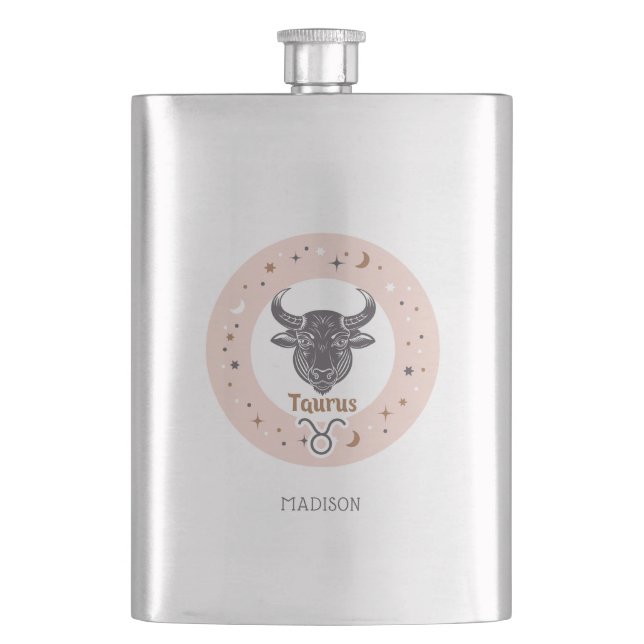 Individuelle Name Zodiac Sign Taurus Flachmann (Vorderseite)