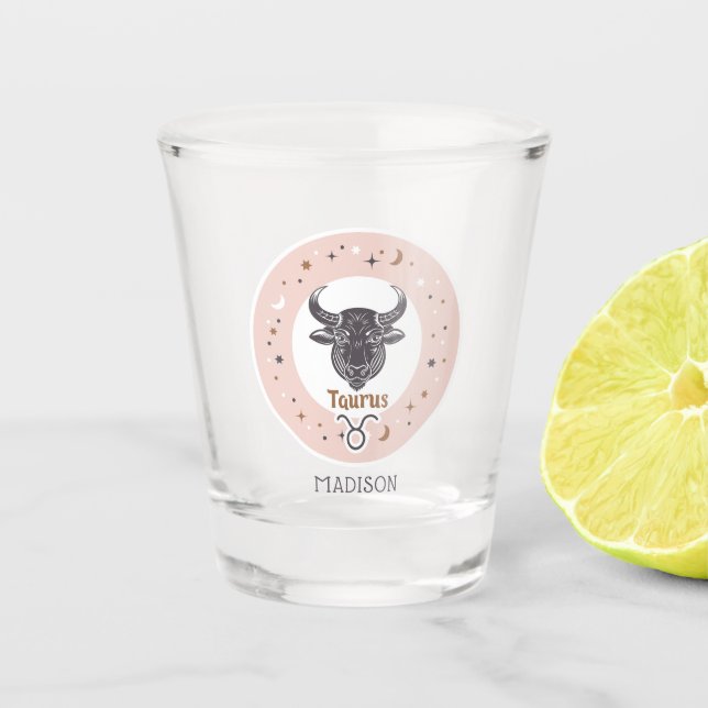 Individuelle Name Zodiac Sign Taurus Schnapsglas (Vorderseite)