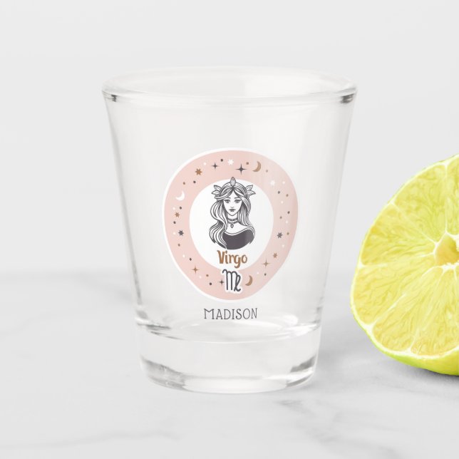 Individuelle Name Zodiac Sign Virgo Schnapsglas (Vorderseite)