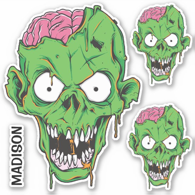 Individuelle Name Zombie-Aufkleber Aufkleber (Vorderseite)