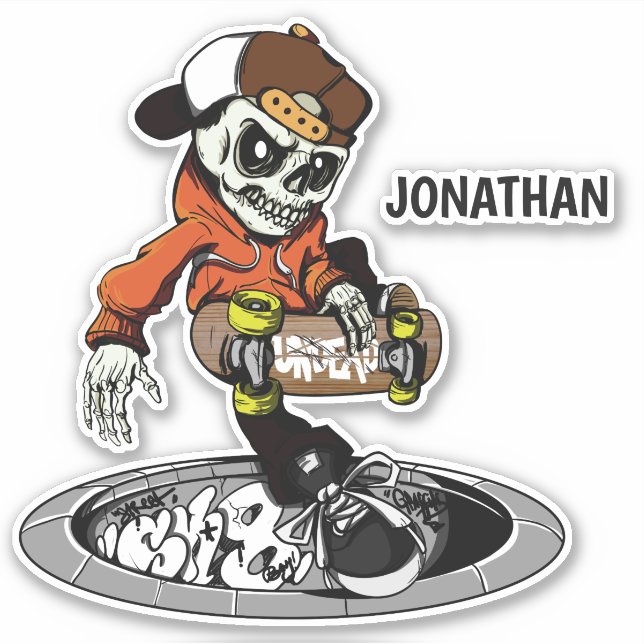 Individuelle Name Zombie Skater Aufkleber (Vorderseite)