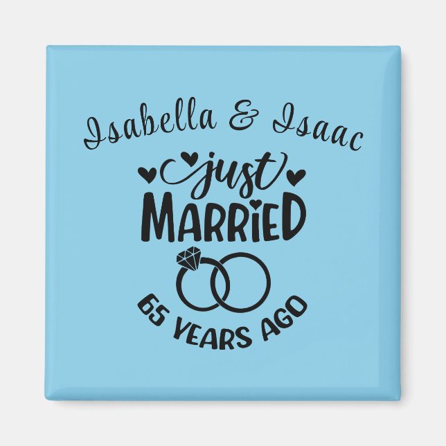 individuelle Name zum 65. Hochzeitstag Sky Blue Magnet (Vorne)