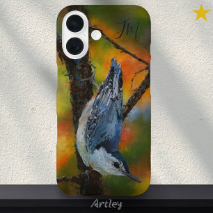 Individuelle Name zum Zeichnen von Vogel-Nuthatch- iPhone 16 Hülle