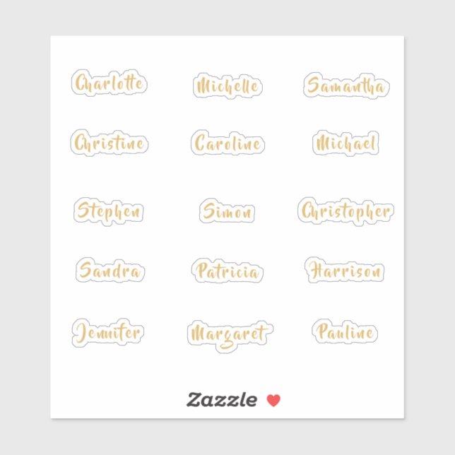 Individuelle Namen Elegant Gold Calligraphy Script Aufkleber (Blatt)