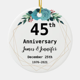 Individuelle Namen und Jahr zum 45. Hochzeitstag Keramik Ornament