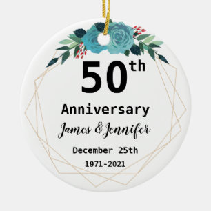 Individuelle Namen zum 50. Jahrestag der Hochzeit Keramik Ornament