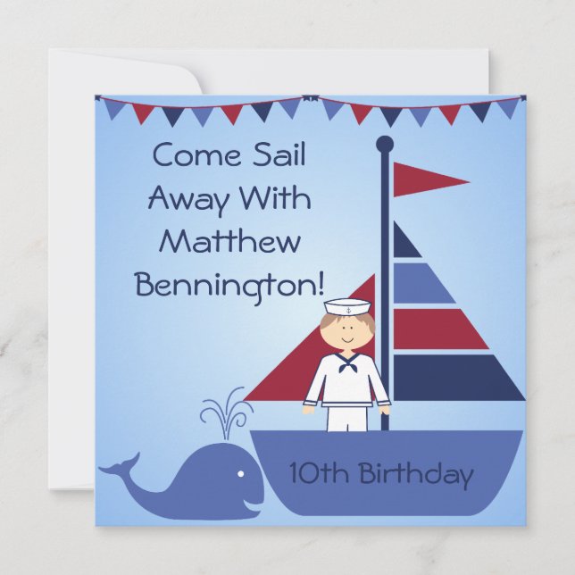 Individuelle Nautical Birthday-Einladungen Einladung (Vorderseite)