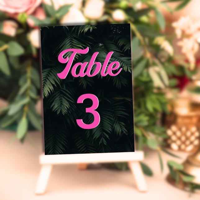 Individuelle Neon Tropical Pink Moderne Tischnumme Tischnummer (Custom Neon Tropical Pink Modern Table Numbers)