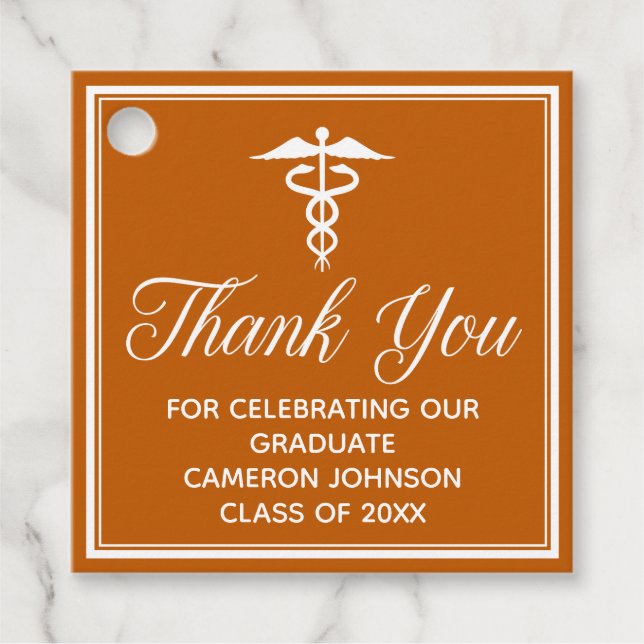 Individuelle Orange Medical School Graduation Part Geschenkanhänger (Vorderseite)