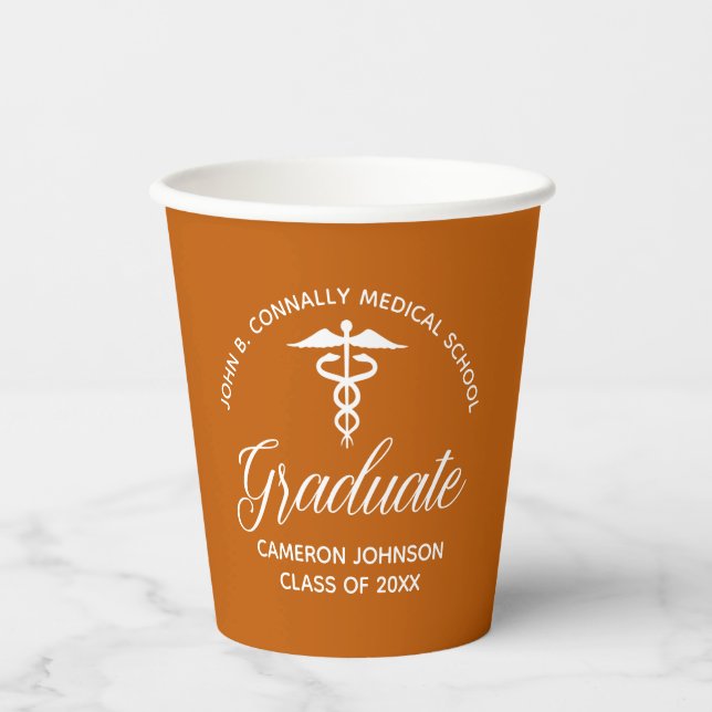 Individuelle Orange Medical School Graduation Part Pappbecher (Vorderseite)