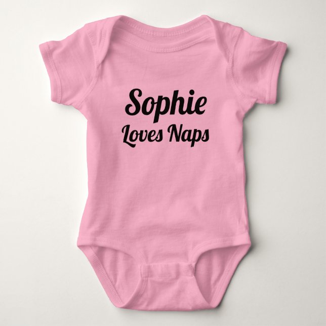 Individuelle personalisierte Lieben Nickerchen Slo Baby Strampler (Vorderseite)