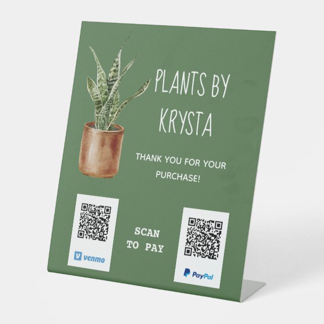Individuelle QR-Code-Bezahlung für Container-Pflan Sockelschild (Vorderseite)