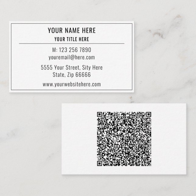 Individuelle QR-Code-Prüfung Info zur Visitenkarte (Vorne/Hinten)