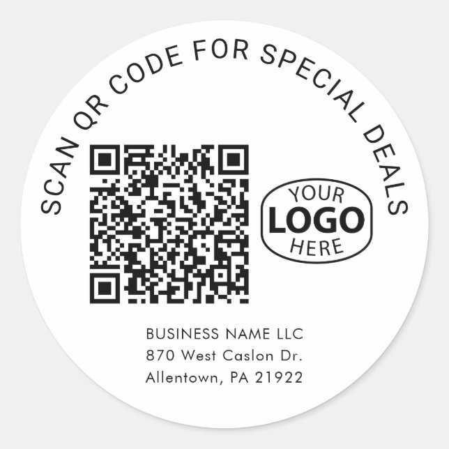 Individuelle QR-Code-Typografie für einfache Gesch Runder Aufkleber (Vorderseite)