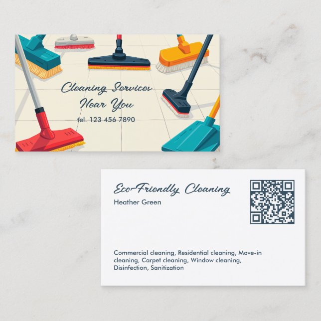 Individuelle QR-Reinigung Visitenkarte (Vorne/Hinten)