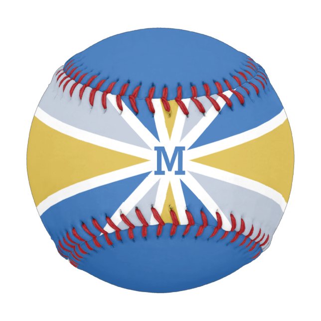 Individuelle Rays Muster Monogramm & Text-Baseball Baseball (Vorderseite)
