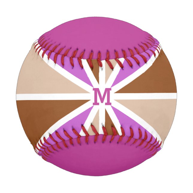 Individuelle Rays Muster Monogramm & Text-Baseball Baseball (Vorderseite)