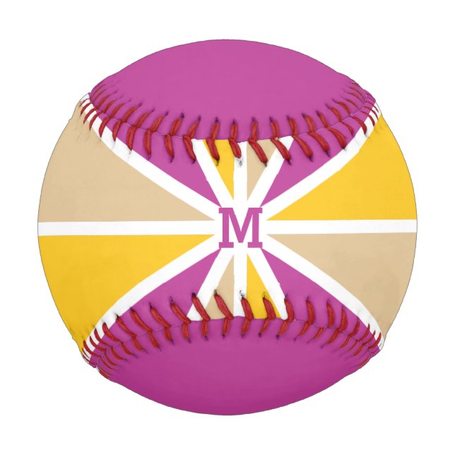 Individuelle Rays Muster Monogramm & Text-Baseball Baseball (Vorderseite)