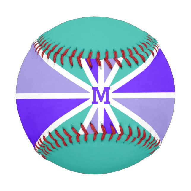 Individuelle Rays Muster Monogramm & Text-Baseball Baseball (Vorderseite)